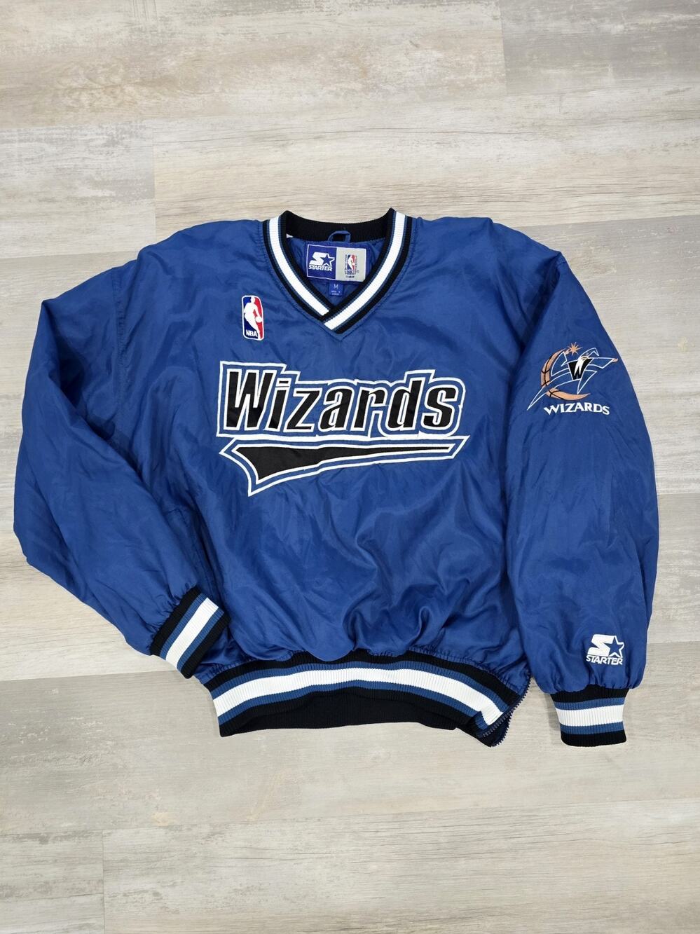 Vintage 90s Washington Wizards Starter Pullover Jacket Blue F97 Pristine MED
